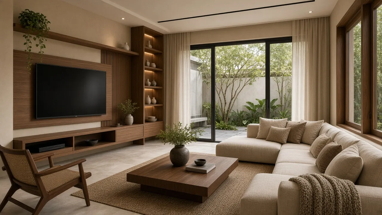 Ruang Keluarga Warm Minimal